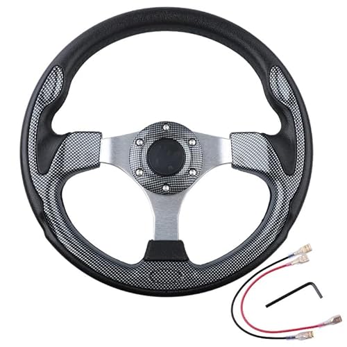 Sportlenkrad,Drifting Steering Wheel,Lenkrad Universal-Lenkrad 320 mm Rennwagen PVC-Aluminiumrahmen(Follow Black) von QXYOGO