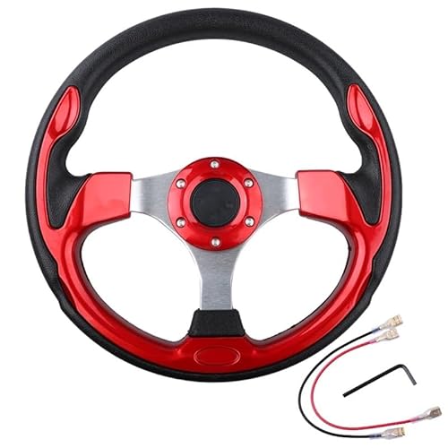 Sportlenkrad,Drifting Steering Wheel,Lenkrad Universal-Lenkrad 320 mm Rennwagen PVC-Aluminiumrahmen(Red) von QXYOGO