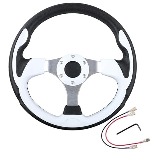 Sportlenkrad,Drifting Steering Wheel,Lenkrad Universal-Lenkrad 320 mm Rennwagen PVC-Aluminiumrahmen(White) von QXYOGO