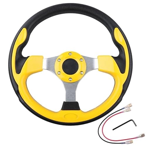 Sportlenkrad,Drifting Steering Wheel,Lenkrad Universal-Lenkrad 320 mm Rennwagen PVC-Aluminiumrahmen(Yellow) von QXYOGO