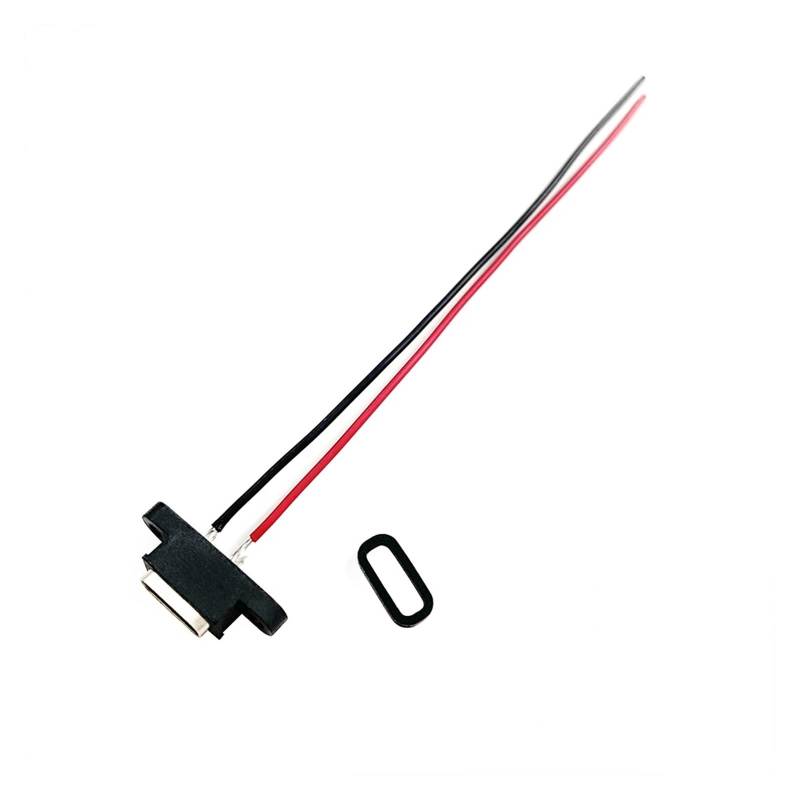 1–10 Stück Typ-C 2-polige wasserdichte USB-C-Buchse mit Schraubloch, Schnellladeschnittstelle, USB-Anschlusskabel(2pcs) von QXYSLHKC