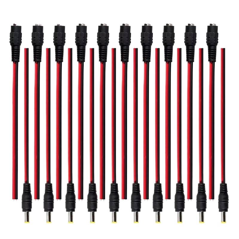 10 STÜCKE 12 V DC-Anschlüsse Männlich Weiblich Klinkenkabel Drahtleitung Adapterstecker Netzteil 5,5 X 2,1 mm for LED-Streifenlicht von QXYSLHKC
