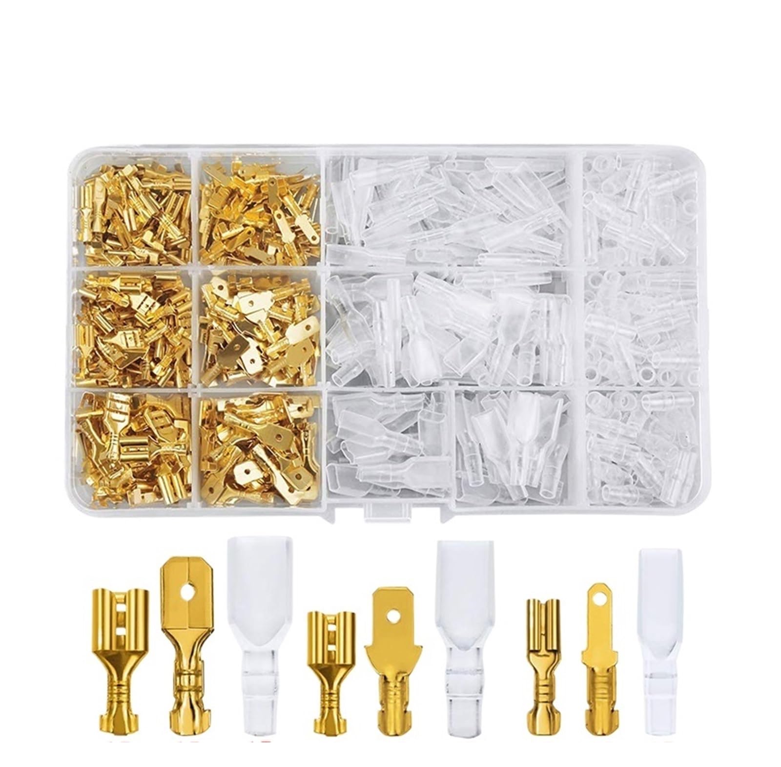 1050 STÜCKE Crimp Terminal Elektrischer Steckverbinder U/O-förmiger Spleißenanschluss 2,8/4,8/6,3 mm Drahtanschluss Kabelanschlusszange(Gold 135) von QXYSLHKC