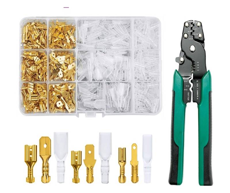 1050 STÜCKE Crimp Terminal Elektrischer Steckverbinder U/O-förmiger Spleißenanschluss 2,8/4,8/6,3 mm Drahtanschluss Kabelanschlusszange(Gold 900 a) von QXYSLHKC
