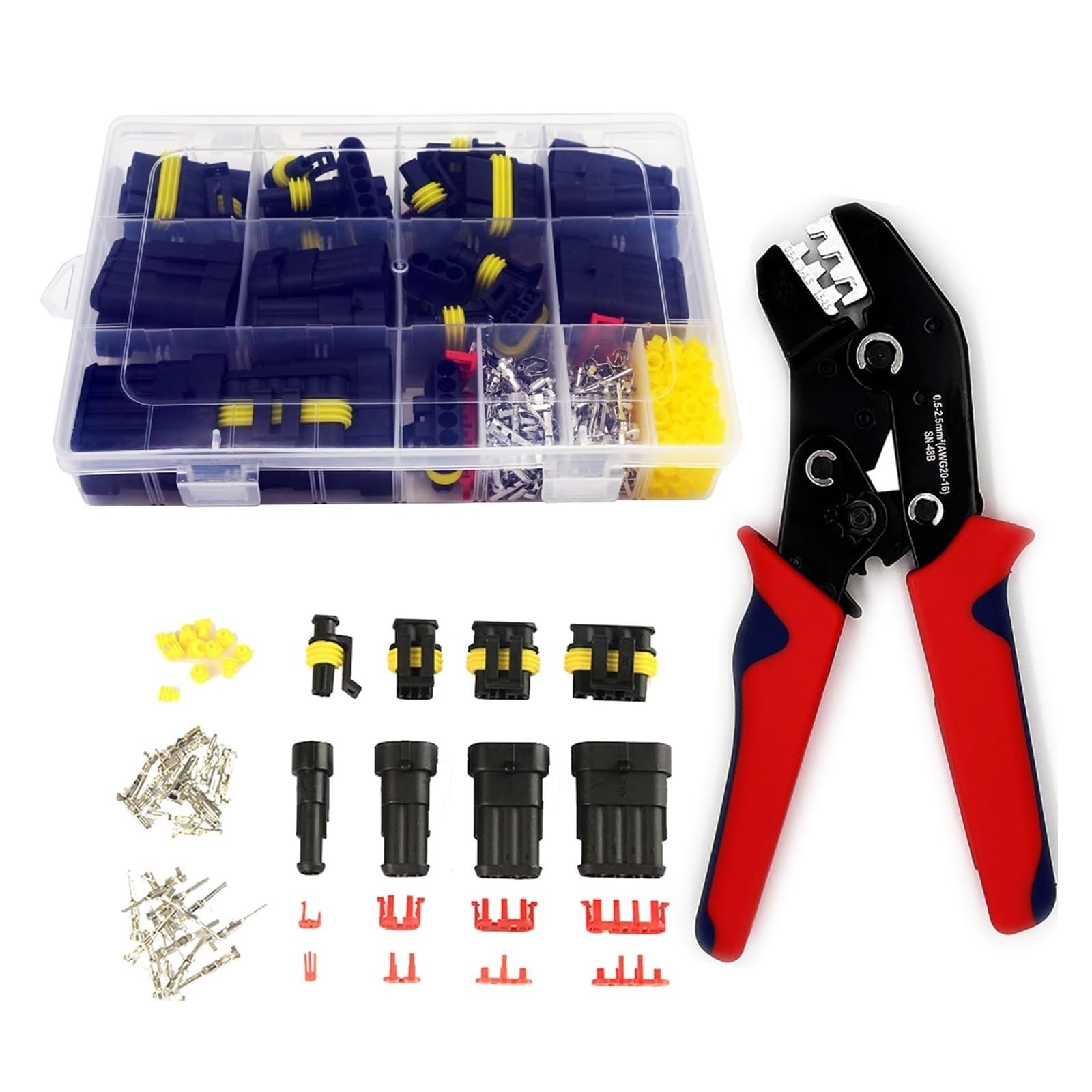 352 Stück wasserdichte elektrische Anschlussklemmen for elektrische Kabelverbinder for Kraftfahrzeuge, 1/2/3/4-poliger Stecker mit Crimpzange(352pcs with tool) von QXYSLHKC
