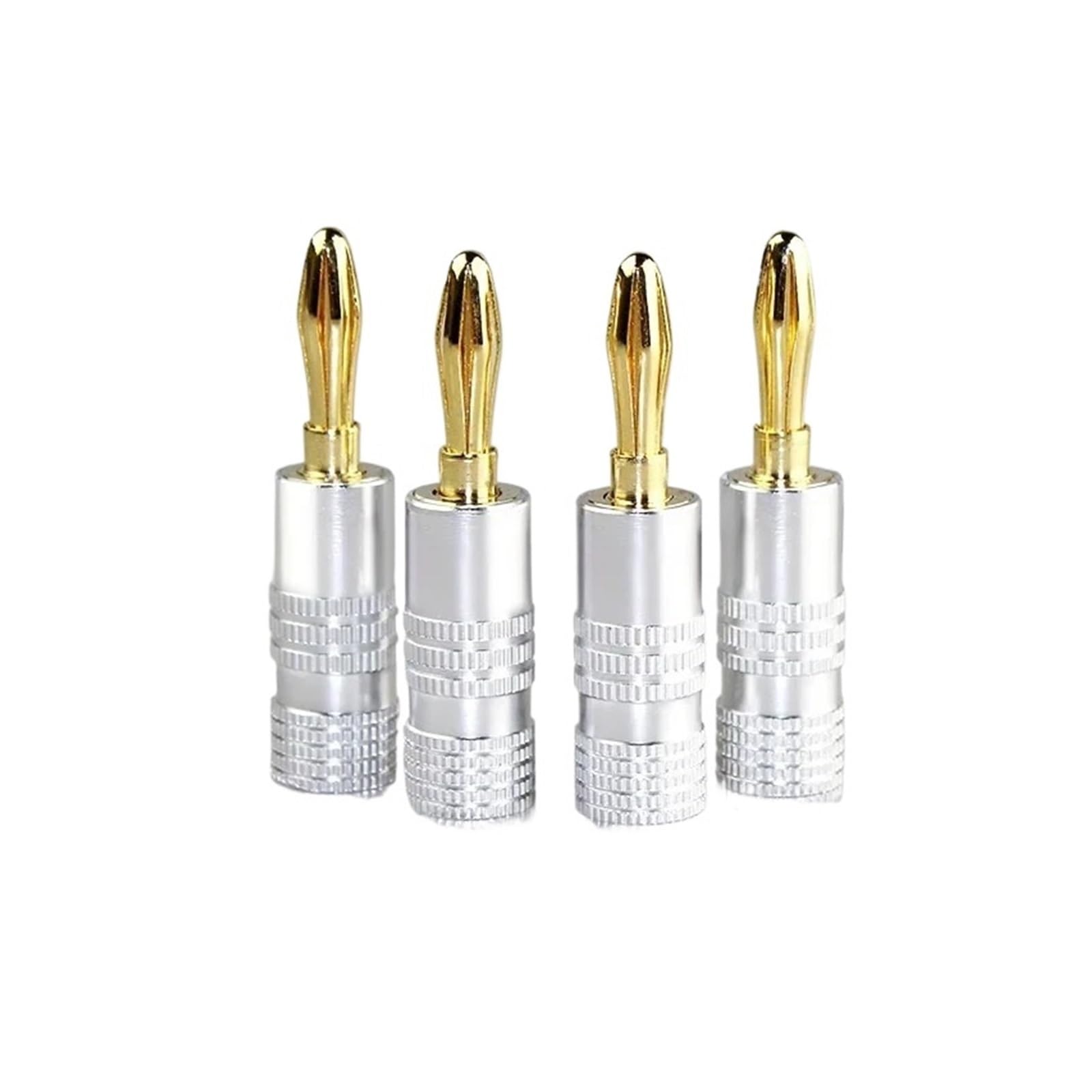 4 Stück Bananenstecker, 4 mm Lautsprecher-Bananenstecker, 24 Karat Kupfer vergoldet, 4 mm Bananenbuchse passend zu 4 mm Binding Post 4 Stück Bananenstecker, 4 mm Lautsprecher-Bananenstecker, 24 Karat Kupfer vergoldet, 4 mm Bananenbuchse passend zu 4 mm Binding Post von QXYSLHKC