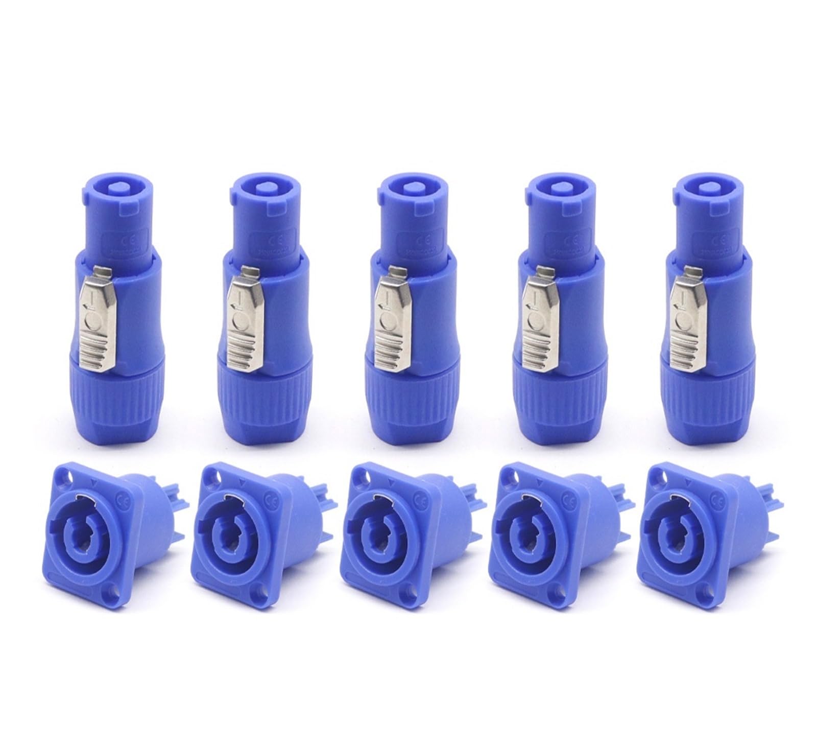 Powercon-Anschluss, verriegelbarer Kabelanschluss + Chassis-Buchse for elektrische Bohrmaschine, LED-Bildschirm, Bühnenbeleuchtung, Stromanschluss(3pins blue 5set) von QXYSLHKC