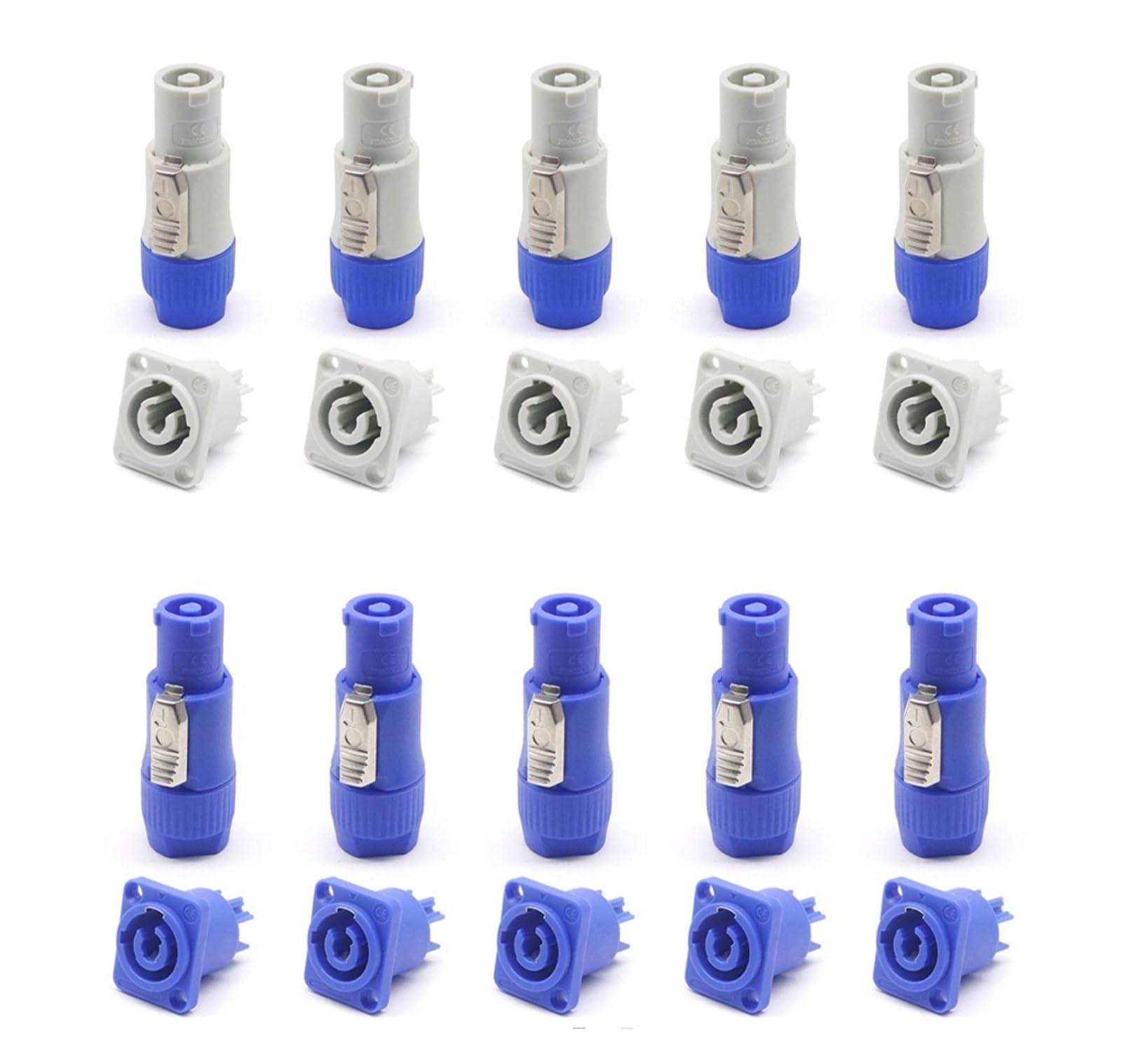 Powercon-Anschluss, verriegelbarer Kabelanschluss + Chassis-Buchse for elektrische Bohrmaschine, LED-Bildschirm, Bühnenbeleuchtung, Stromanschluss(5set white 5set blue) von QXYSLHKC