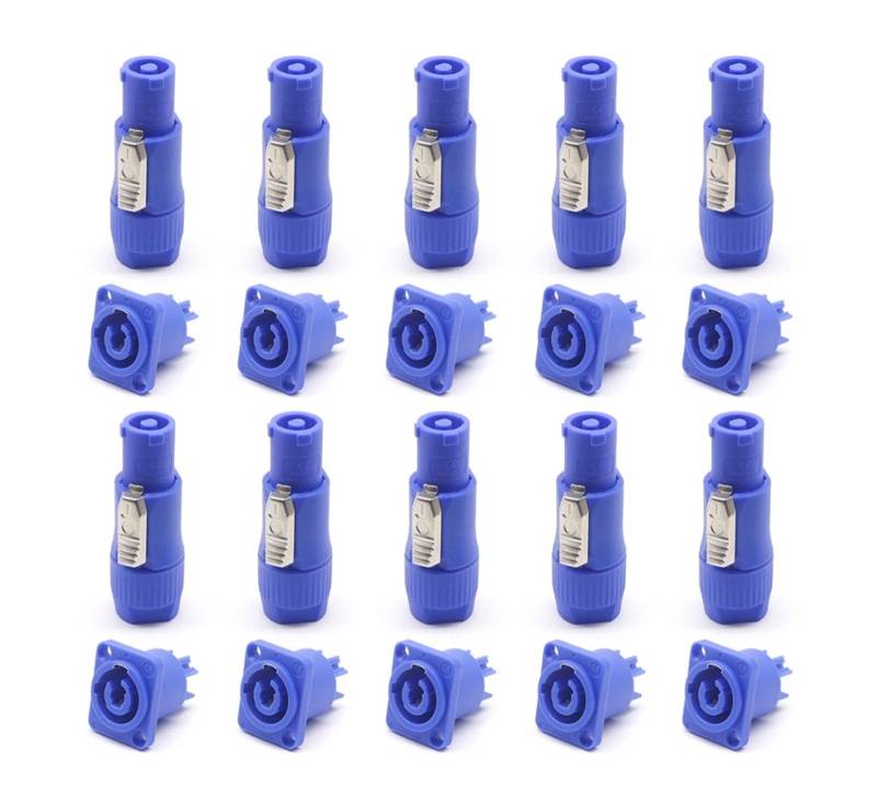 Powercon-Anschluss, verriegelbarer Kabelanschluss + Chassis-Buchse for elektrische Bohrmaschine, LED-Bildschirm, Bühnenbeleuchtung, Stromanschluss(Blue 10set) von QXYSLHKC