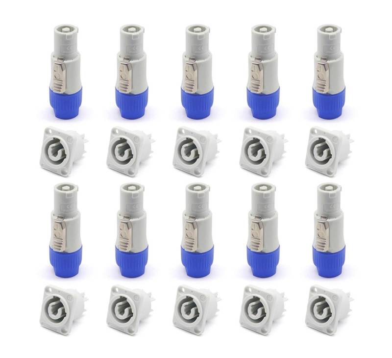 Powercon-Anschluss, verriegelbarer Kabelanschluss + Chassis-Buchse for elektrische Bohrmaschine, LED-Bildschirm, Bühnenbeleuchtung, Stromanschluss(White 10set) von QXYSLHKC