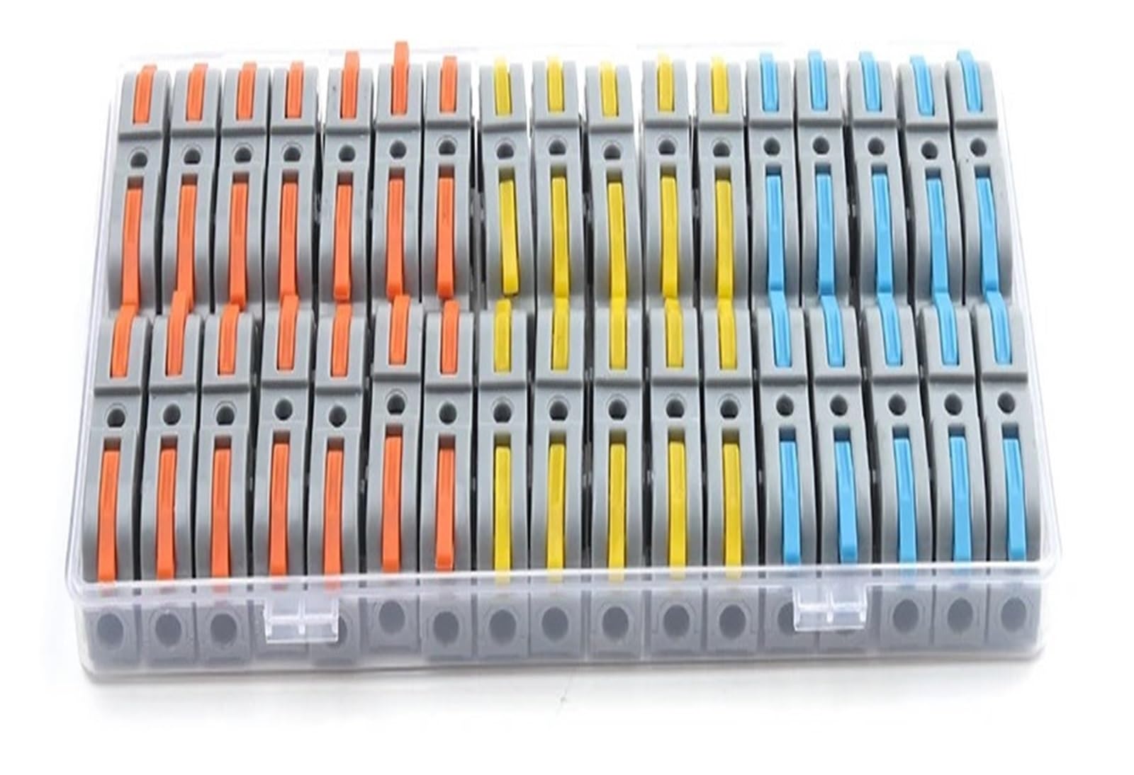 Verpackt in 34 Stück Hebel-Schnellverbinder for Zuhause, Klemmen, Leiter, spleißbarer Stoßverdrahtungsblock, wiederverwendbare elektrische Steckverbinder(Boxed NC-221 Color) von QXYSLHKC