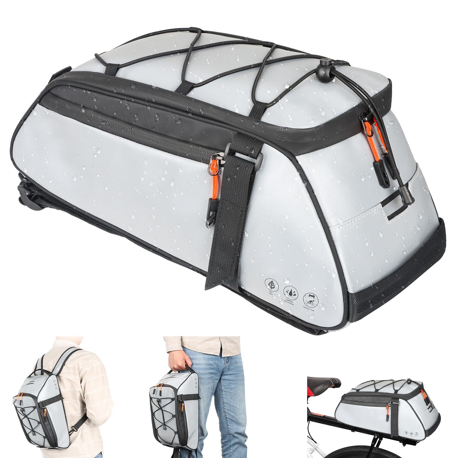 QYCHHJ 10L Fahrradtaschen für Fahrräder Heckträger, rundum reflektierende Fahrradträgertasche mit wasserabweisenden Reißverschlüssen, wasserdichte Fahrradtasche mit Seitentaschen, Gepäckträgertasche QYCHHJ 10L Fahrradtaschen für Fahrräder Heckträger, rundum reflektierende Fahrradträgertasche mit wasserabweisenden Reißverschlüssen, wasserdichte Fahrradtasche mit Seitentaschen, Gepäckträgertasche von QYCHHJ