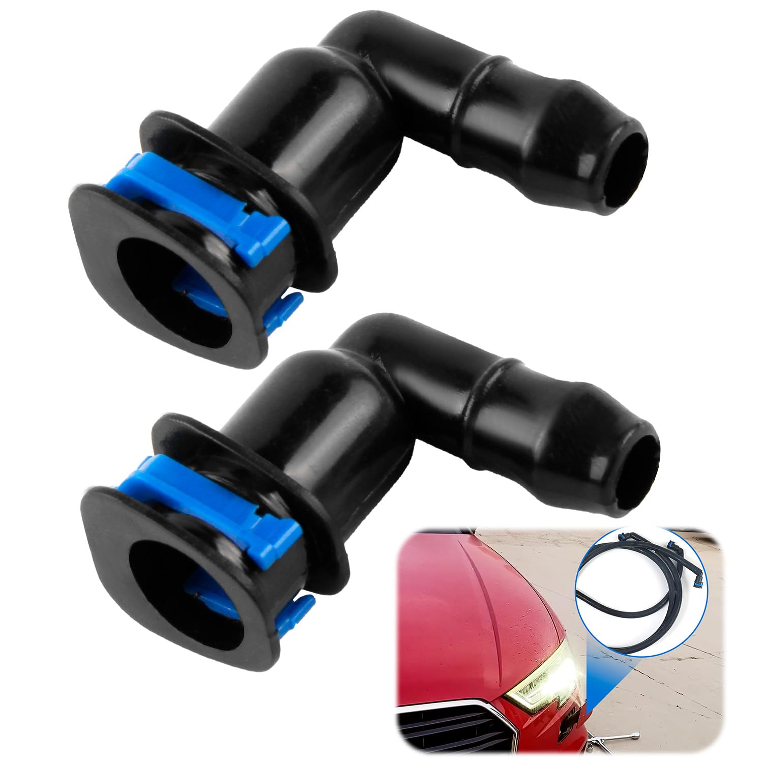 2er Set Frontscheinwerfer-Waschanlage Verbinder1J0955665E – Passend für, A6 A8, Beetle, Fabia, Octavia, Roomster, TTS | Wischwasser Schlauch 2er Set Frontscheinwerfer-Waschanlage Verbinder1J0955665E – Passend für, A6 A8, Beetle, Fabia, Octavia, Roomster, TTS | Wischwasser Schlauch von QYHON