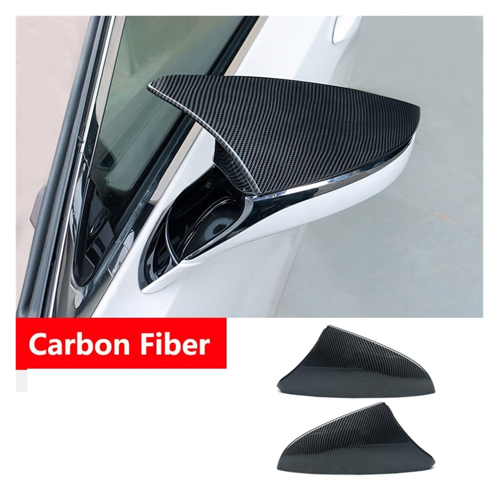Auto-Rückspiegelabdeckung, Ochsenhorn-Seitenrückspiegelschale, ABS, kompatibel mit Lexus ES 200 260 300H 2018-2023, Außenzubehör(CF Style Black) von QYKNTXJM