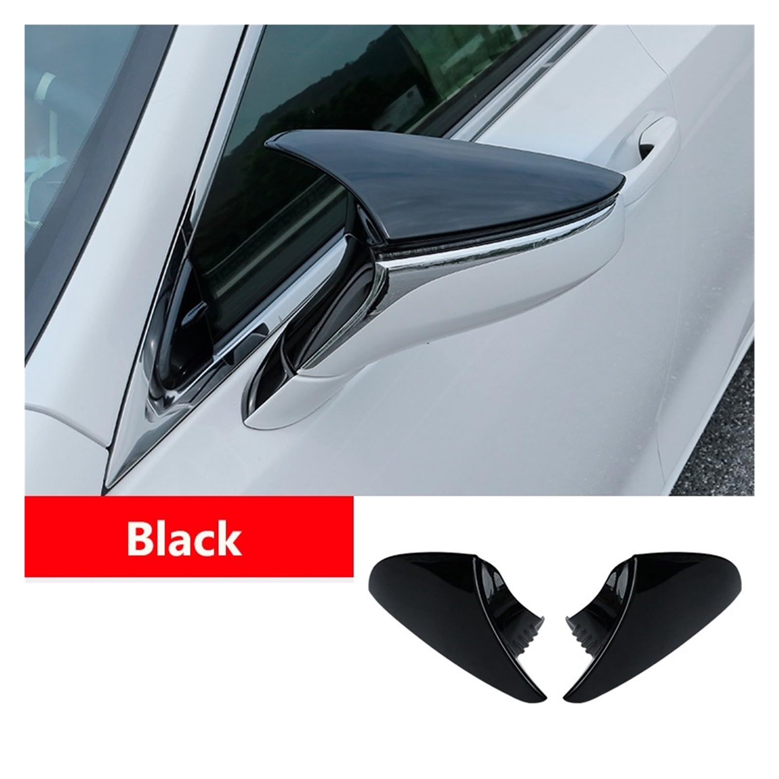 Auto-Rückspiegelabdeckung, Ochsenhorn-Seitenrückspiegelschale, ABS, kompatibel mit Lexus ES 200 260 300H 2018-2023, Außenzubehör(Piano Black) von QYKNTXJM