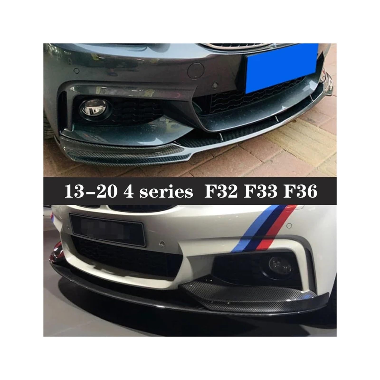 Carbon Fiber Auto Front Stoßstange Lippe Frontlippe Kompatibel for BMW 4 Serie F32 F33 F36 420i 430i Sport Front Diffusor Kinn Spoiler Body Kit(FD carbon fibr) von QYKNTXJM