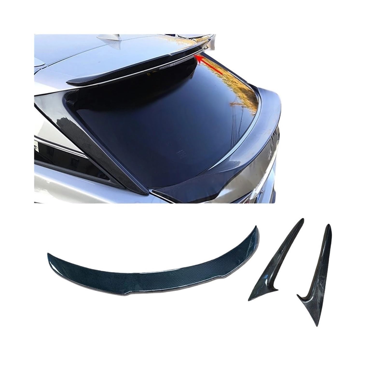 Carbon Fiber Hinten Dach Spoiler Seite Flügel Kompatibel Für Lexus RX300 RX450H 2016-2020 Hinten Fenster Spoiler Auto Styling(3 PCS Spoiler) von QYKNTXJM