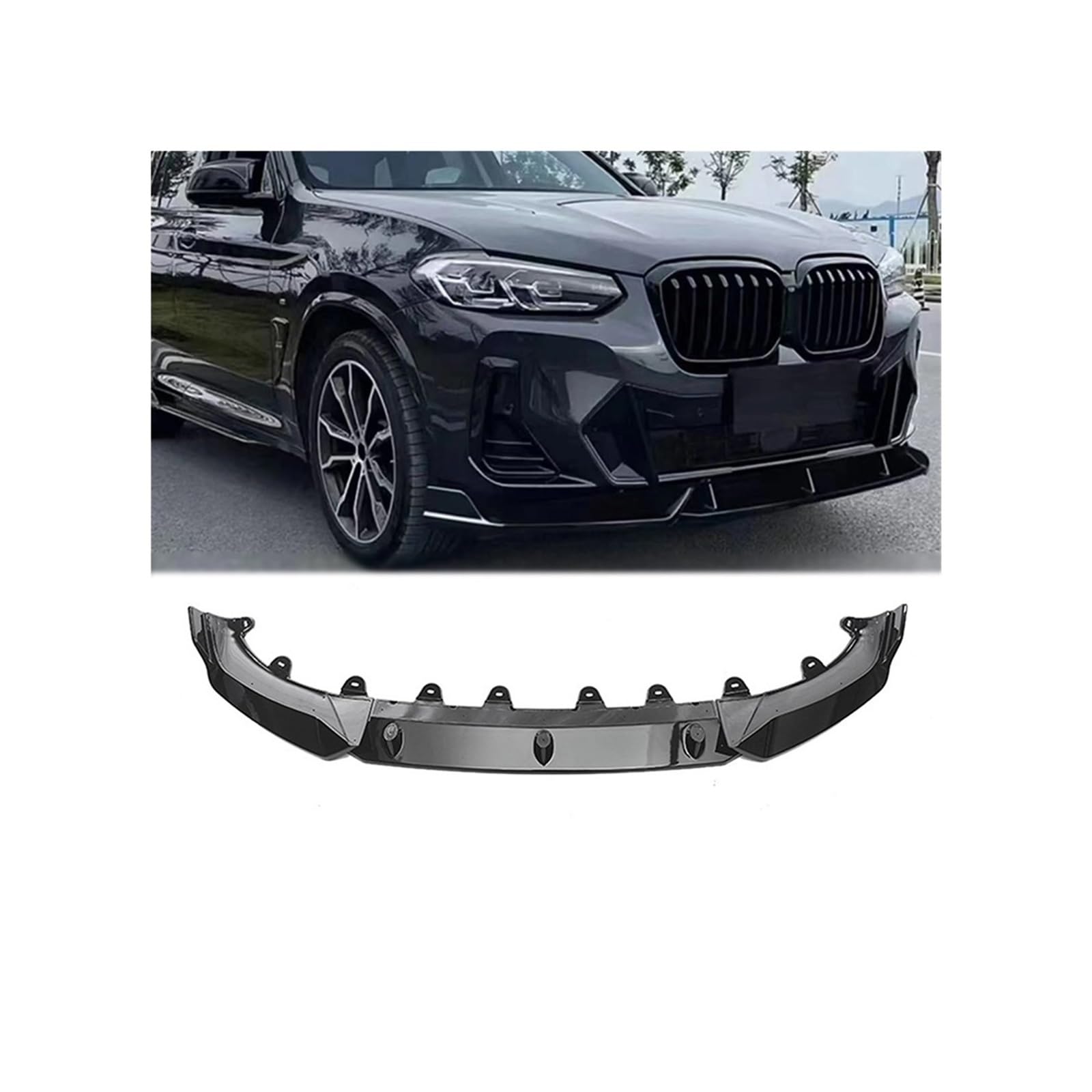 Front Stoßstange Splitter Kompatibel for Bmw X3 G01 X4 G02 IX3 20d 30i 30d M40i M40d 2021-2024 Lip Spoiler Diffusor Front Schaufel(Gloss Black) von QYKNTXJM