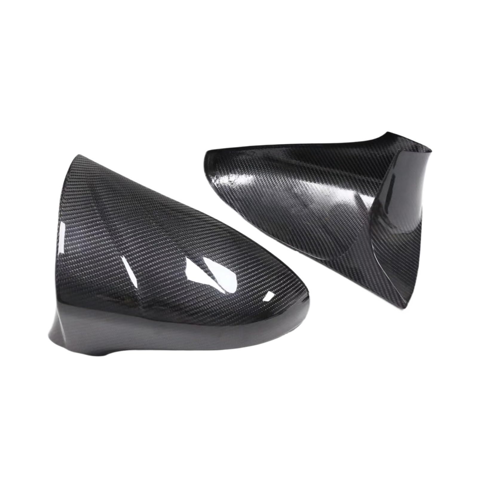 Kompatibel for Lexus IS LS CT GS RC/RCF 2013-2016, schwarz glänzende Kohlefaser-Seitenrückspiegelabdeckung, Zusatz-/Ersatzstil, L/RHD(OX horn add on LHD) von QYKNTXJM