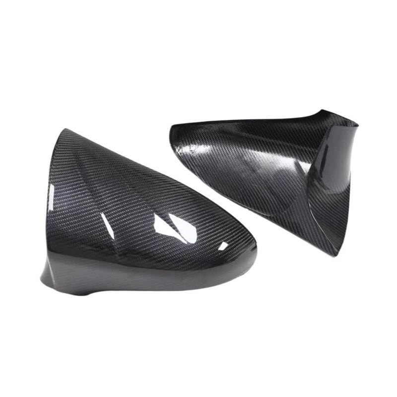 Kompatibel for Lexus IS LS CT GS RC/RCF 2013-2016, schwarz glänzende Kohlefaser-Seitenrückspiegelabdeckung, Zusatz-/Ersatzstil, L/RHD(OX horn add on LHD) von QYKNTXJM