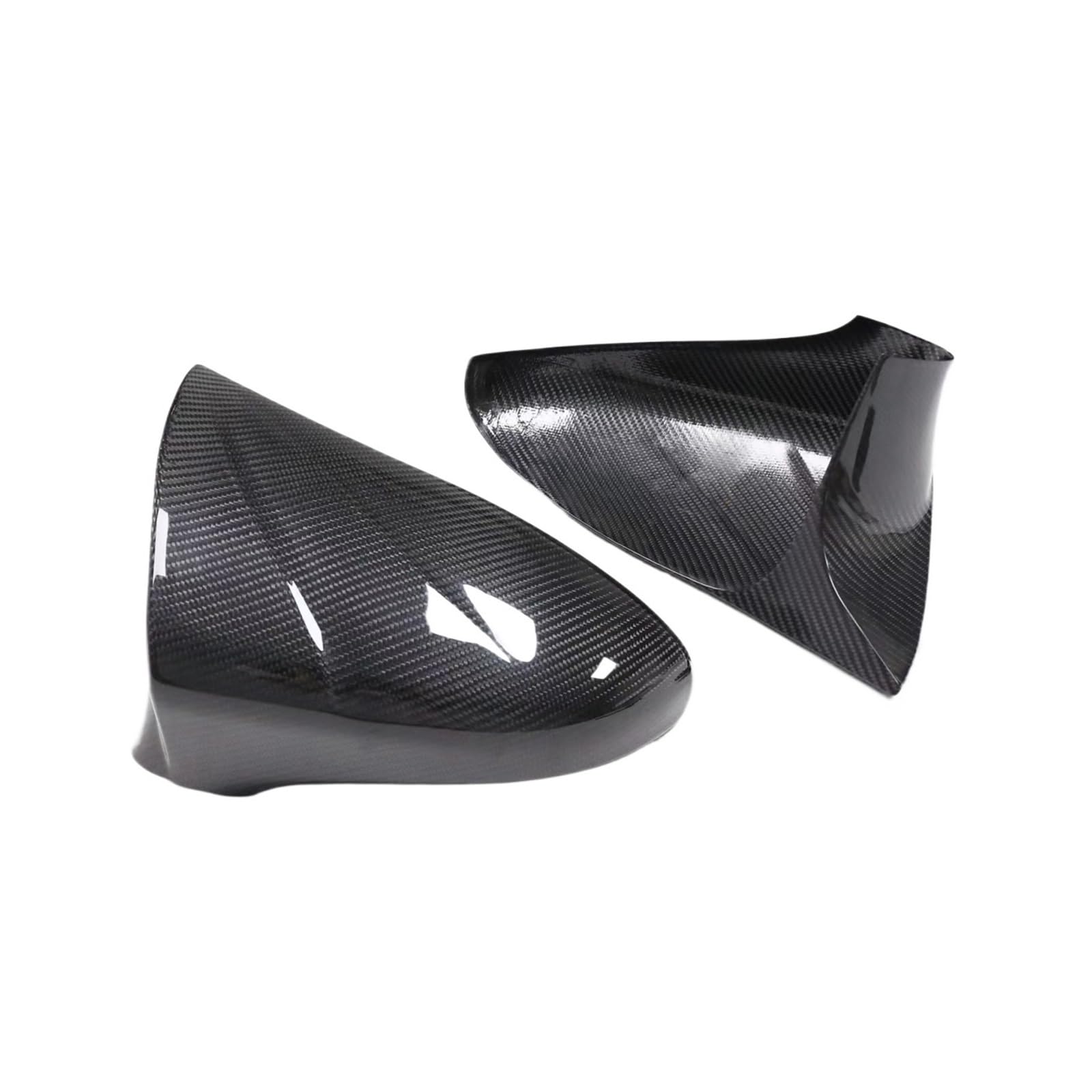 Kompatibel for Lexus IS LS CT GS RC/RCF 2013-2016, schwarz glänzende Kohlefaser-Seitenrückspiegelabdeckung, Zusatz-/Ersatzstil, L/RHD(OX horn add on RHD) von QYKNTXJM