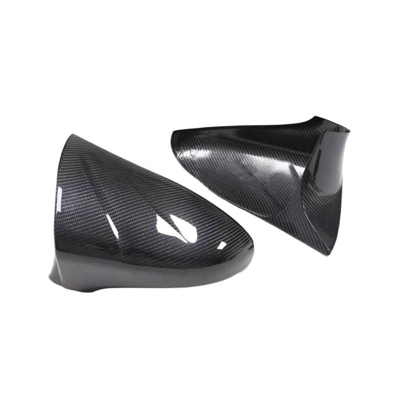 Kompatibel for Lexus IS LS CT GS RC/RCF 2013-2016, schwarz glänzende Kohlefaser-Seitenrückspiegelabdeckung, Zusatz-/Ersatzstil, L/RHD(OX horn add on RHD) von QYKNTXJM