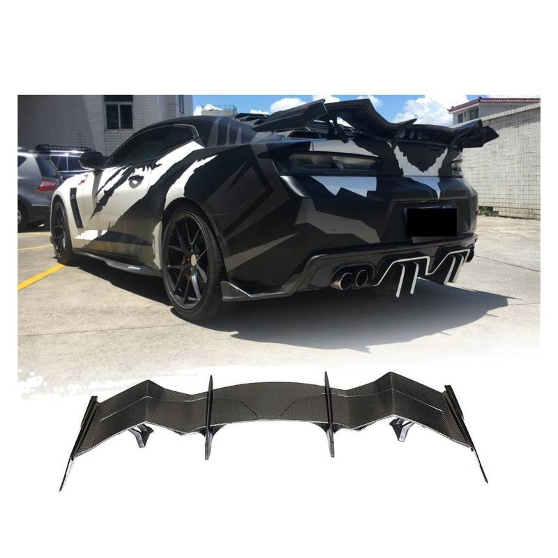 Kompatibel für Chevrolet Camaro Coupé 2016 2017 2018 Carbon Heckspoiler Vulture Iris Sytle Angepasst Boot Lip Wing FRP Schwarz(FRP Matte Black) von QYKNTXJM