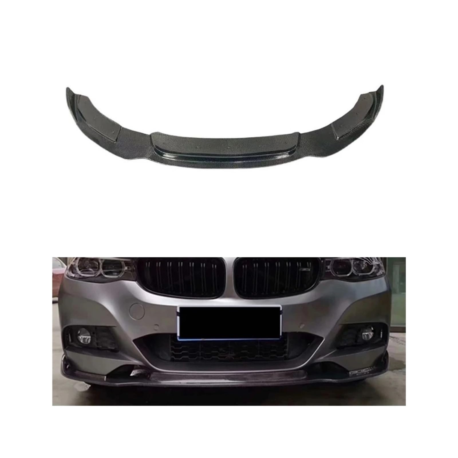 Kompatibel mit BMW 3er GT F34 320i 330i 318i, Carbonfaser-Auto-Frontstoßstange, Umlenkspoiler, Diffusor, Frontlippe, Kinn, verbessertes Body Kit(Style B) von QYKNTXJM
