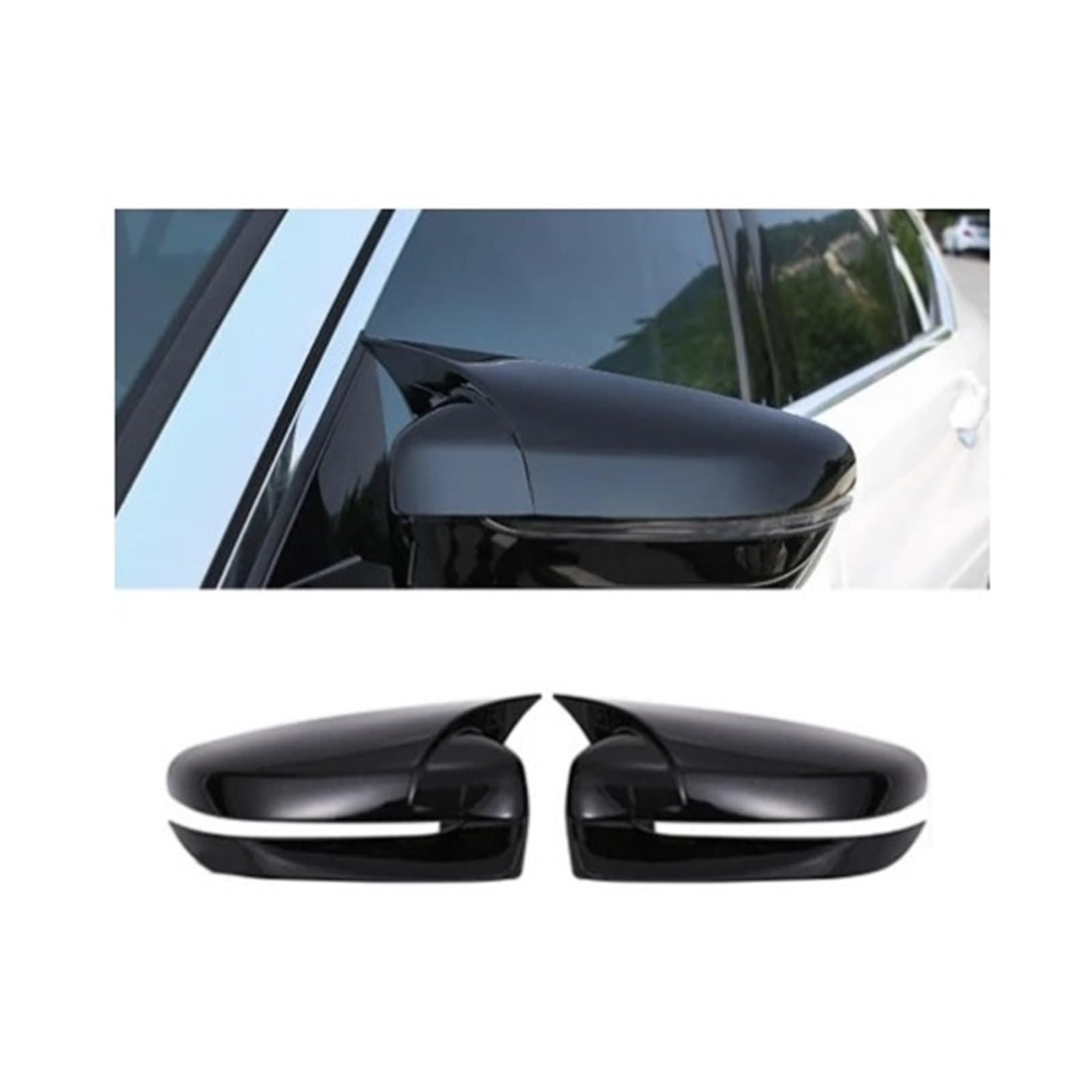 Kompatibel mit BMW 5er-Reihe G30G38, 3er-Reihe G20G28, modifizierte Abdeckung for Rückspiegel mit Hupe for linken Antrieb, Rückspiegelabdeckung.(1 pair bright black) von QYKNTXJM