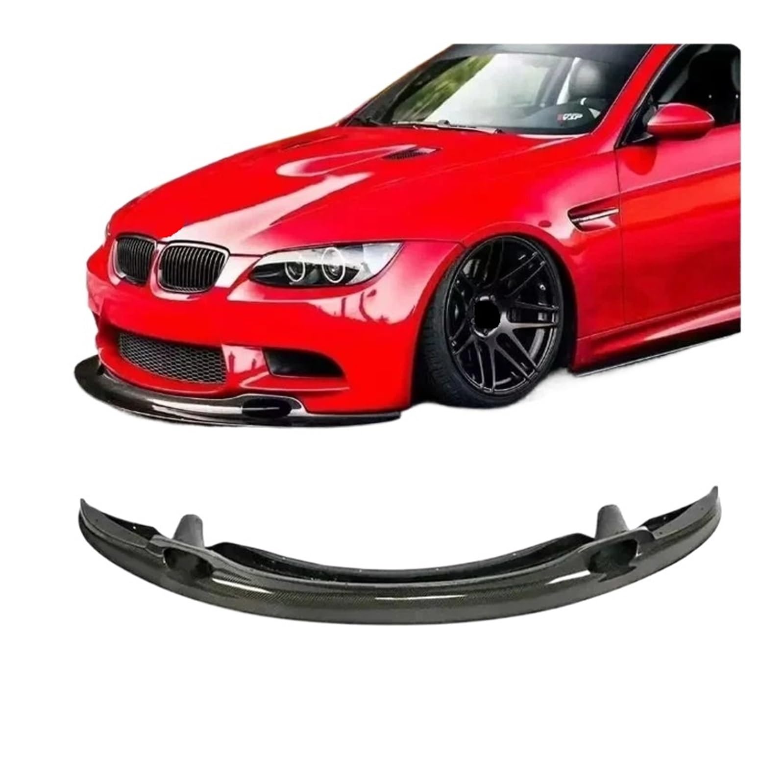 Kompatibel mit GT4 Style Frontschaufel, Carbon Fiber Car Front Bumper Lip Spoiler, kompatibel mit BMW 3er-Reihe E92 M3 2005-2012, Frp, unlackiert(FRP GLOSSY BLACK) von QYKNTXJM