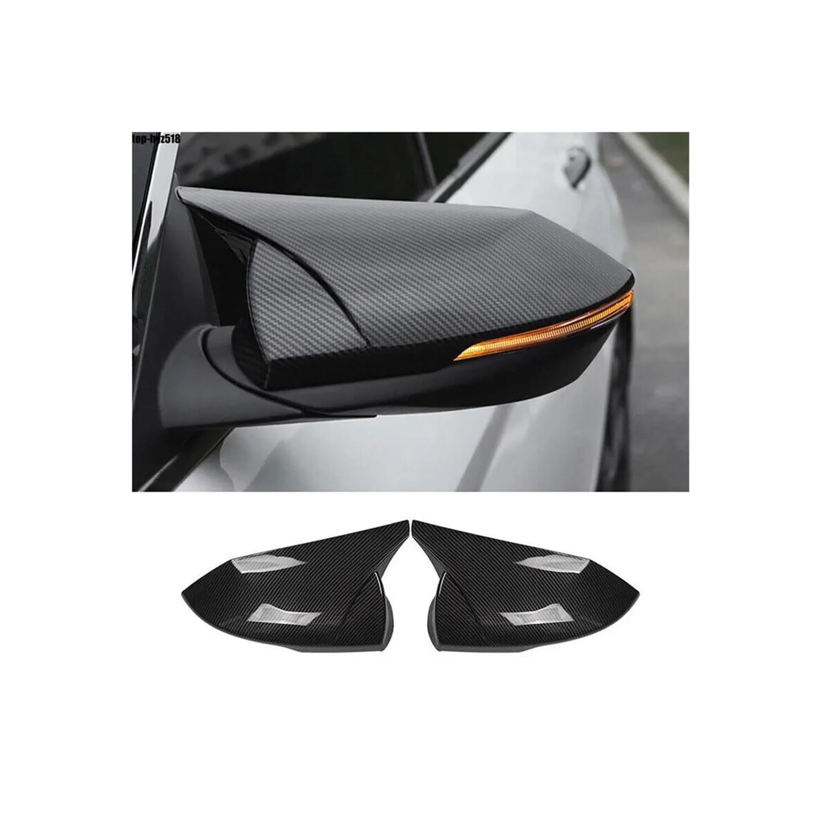 Kompatibel mit Hyundai Elantra 2021 2022, Auto-Rückspiegel-Seitenspiegel-Abdeckung, Flügelkappe, Außenaufkleber, Tür-Rückspiegel-Gehäuseverkleidung, Kohlefaser(Carbon) von QYKNTXJM