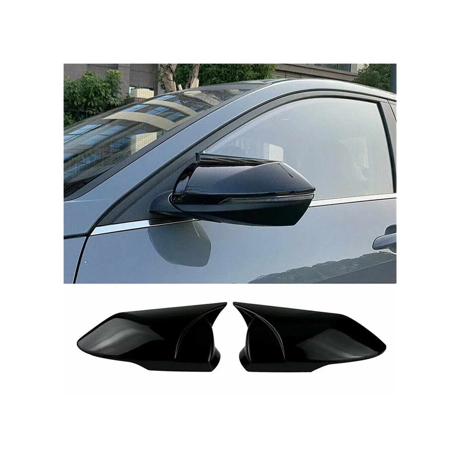 Kompatibel mit Hyundai Elantra 2021 2022, Auto-Rückspiegel-Seitenspiegel-Abdeckung, Flügelkappe, Außenaufkleber, Tür-Rückspiegel-Gehäuseverkleidung, Kohlefaser(Gloss Black) von QYKNTXJM