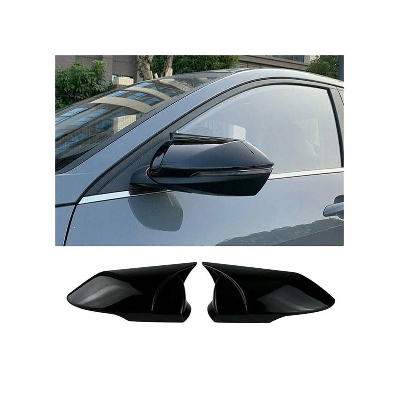 Kompatibel mit Hyundai Elantra 2021 2022, Auto-Rückspiegel-Seitenspiegel-Abdeckung, Flügelkappe, Außenaufkleber, Tür-Rückspiegel-Gehäuseverkleidung, Kohlefaser(Gloss Black) von QYKNTXJM