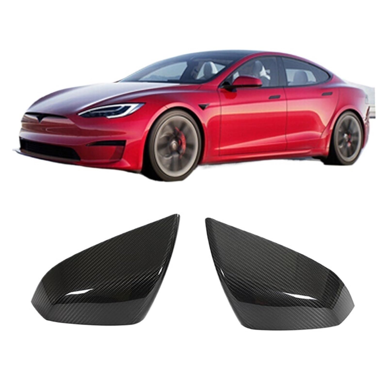 Kompatibel mit Tesla Model S Plain 2021-2023, Kohlefaser-modifiziertes Spiegelgehäuse, Rückspiegelabdeckung, Schutzdekoration Kompatibel mit Tesla Model S Plain 2021-2023, Kohlefaser-modifiziertes Spiegelgehäuse, Rückspiegelabdeckung, Schutzdekoration von QYKNTXJM