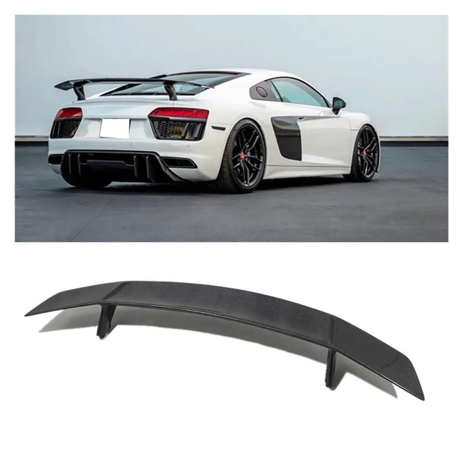 V-förmiger Carbonfaser-Karosseriesatz, Frontlippe, Heckdiffusor, Spoiler, kompatibel mit Audi R8 V8-Karosseriesatz 2016–2020, professionelles Autodrehen(Tail) von QYKNTXJM