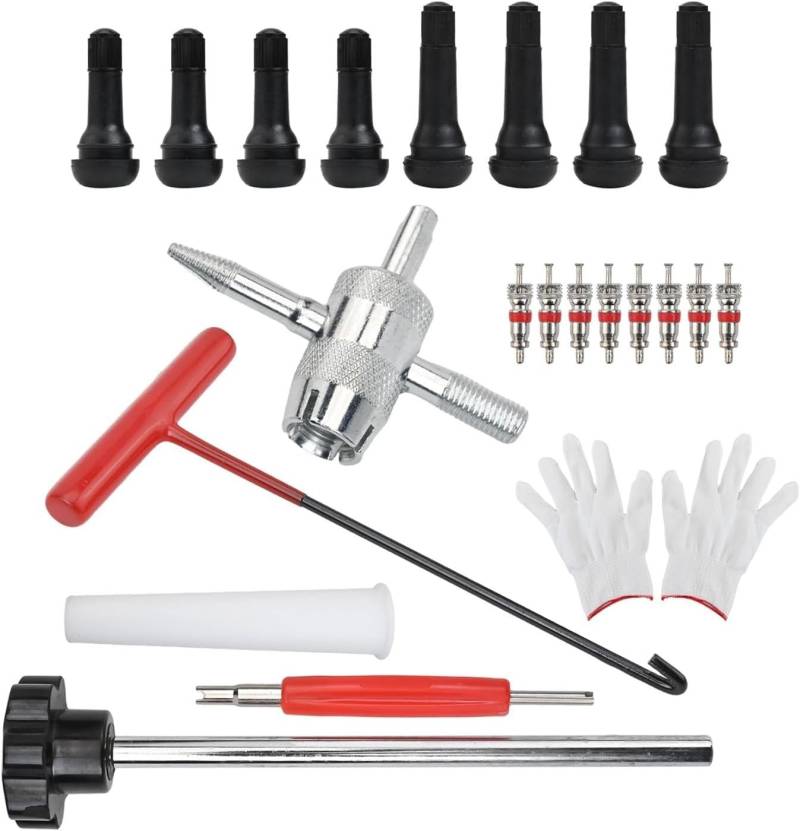 QYMDRION 23 Stück Reifenventil-Werkzeugset mit wichtigen Ventilentferner & Reparatur Kit, für Auto, Motorrad, Fahrrad, um den Kernaustauschprozess effizient zu vereinfachen von QYMDRION