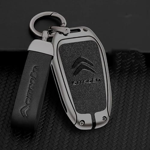 Autoschlüssel Hülle für Citroen, Schlüsselhülle Schlüsselgehäuse Leder Schutzhülle mit Schlüsselanhänger Schlüsselcover Schlüsselbox Auto Zubehör,A-Black 1 von QYPLKJHG