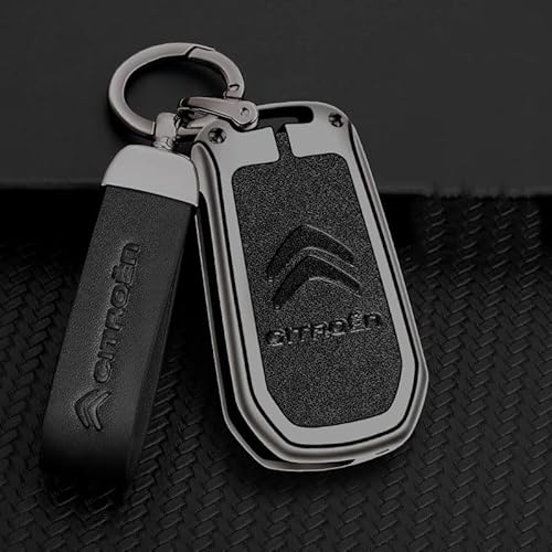 Autoschlüssel Hülle für Citroen, Schlüsselhülle Schlüsselgehäuse Leder Schutzhülle mit Schlüsselanhänger Schlüsselcover Schlüsselbox Auto Zubehör,B-Black 1 von QYPLKJHG