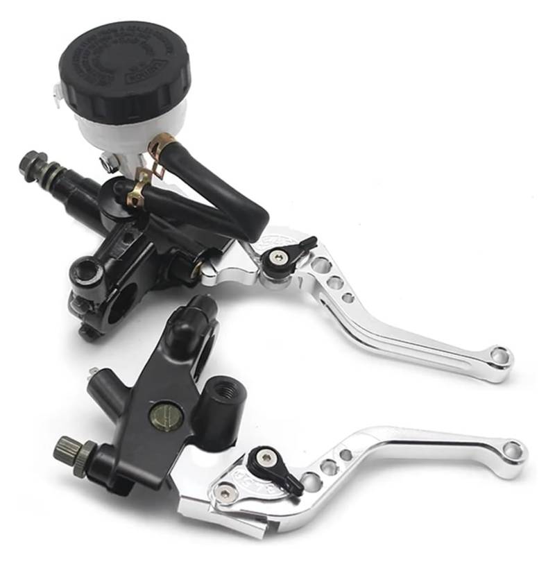 Bremsen Kupplung Stange Für Ya&maha Universal Motorrad Brems Kupplungs Pumpenhebel Hydraulischer Hauptzylinder 7/8" Kolben(Silver) von QZQXEMEDQ
