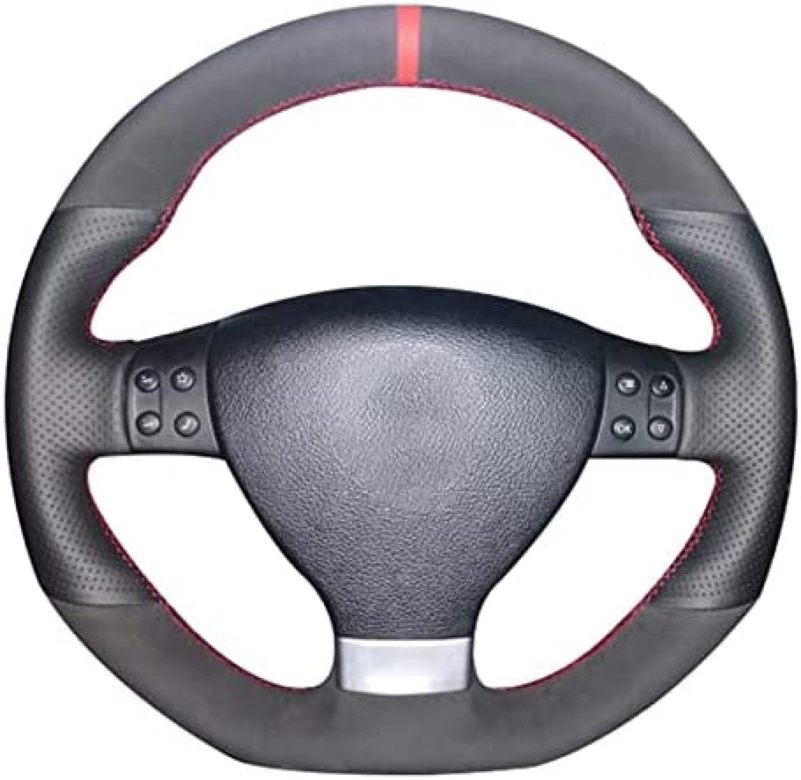 Handgenähter Auto-Lenkradbezug aus schwarzem Wildleder, für Golf 5 Mk5 GTI Golf 5 R32 Pa/ssat R GT 2005 Handgenähter Auto-Lenkradbezug aus schwarzem Wildleder, für Golf 5 Mk5 GTI Golf 5 R32 Pa/ssat R GT 2005 von QZSMF