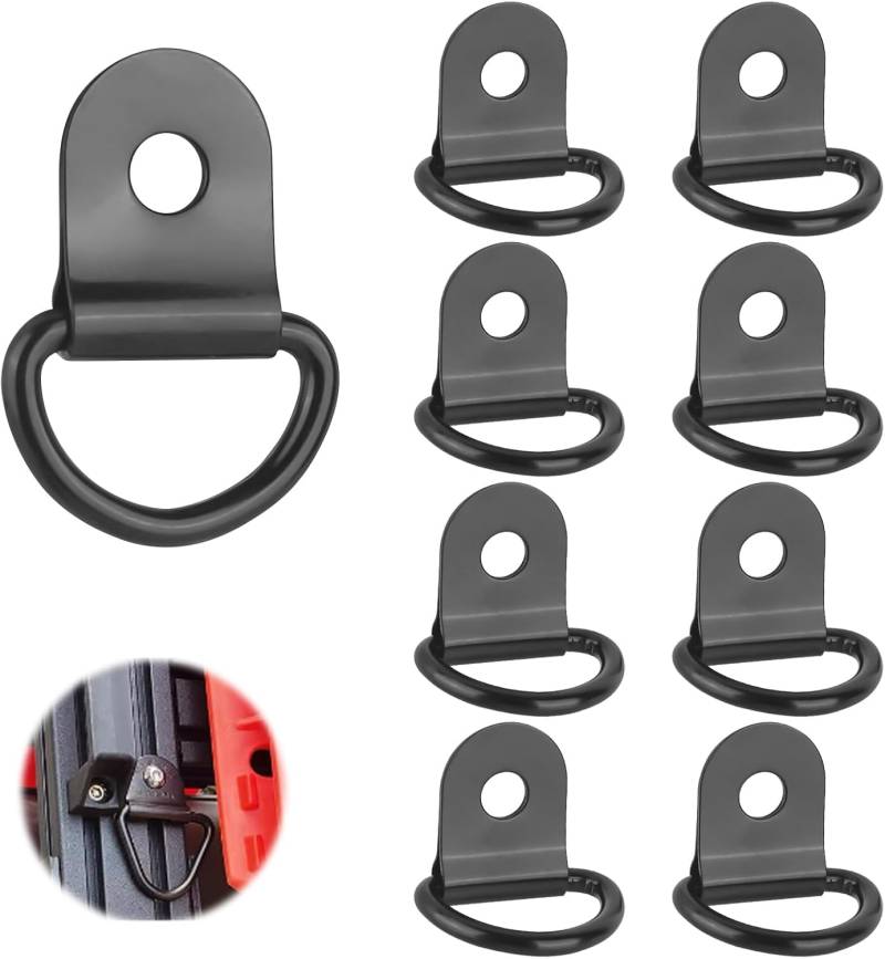 Qaum 10 Stück Anhänger Zurrösen D Ringe Aufbauring Zurröse Edelstahl für Anhänger, 36x4.5mm Schwarz mit Schrauben mit Last 100KG Langlebig D Aufbauzurrösen Haken für Lastwagen, Mechanische, Camping von Qaum