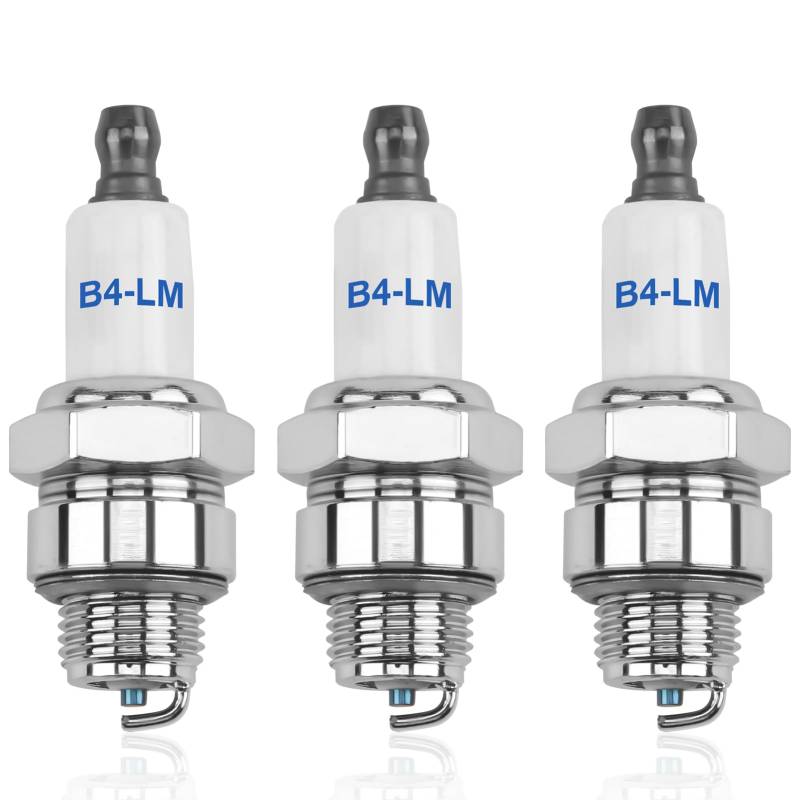RJ19LM Zündkerze 3 Stück 4-Takt Rasenmäher Spark Plug Ersetzen für Briggs & Stratton 796112 RJ19LM 796112S 802592 5095K 492167 591040 Motorgeräte 3121-C5-0041 von Qaum