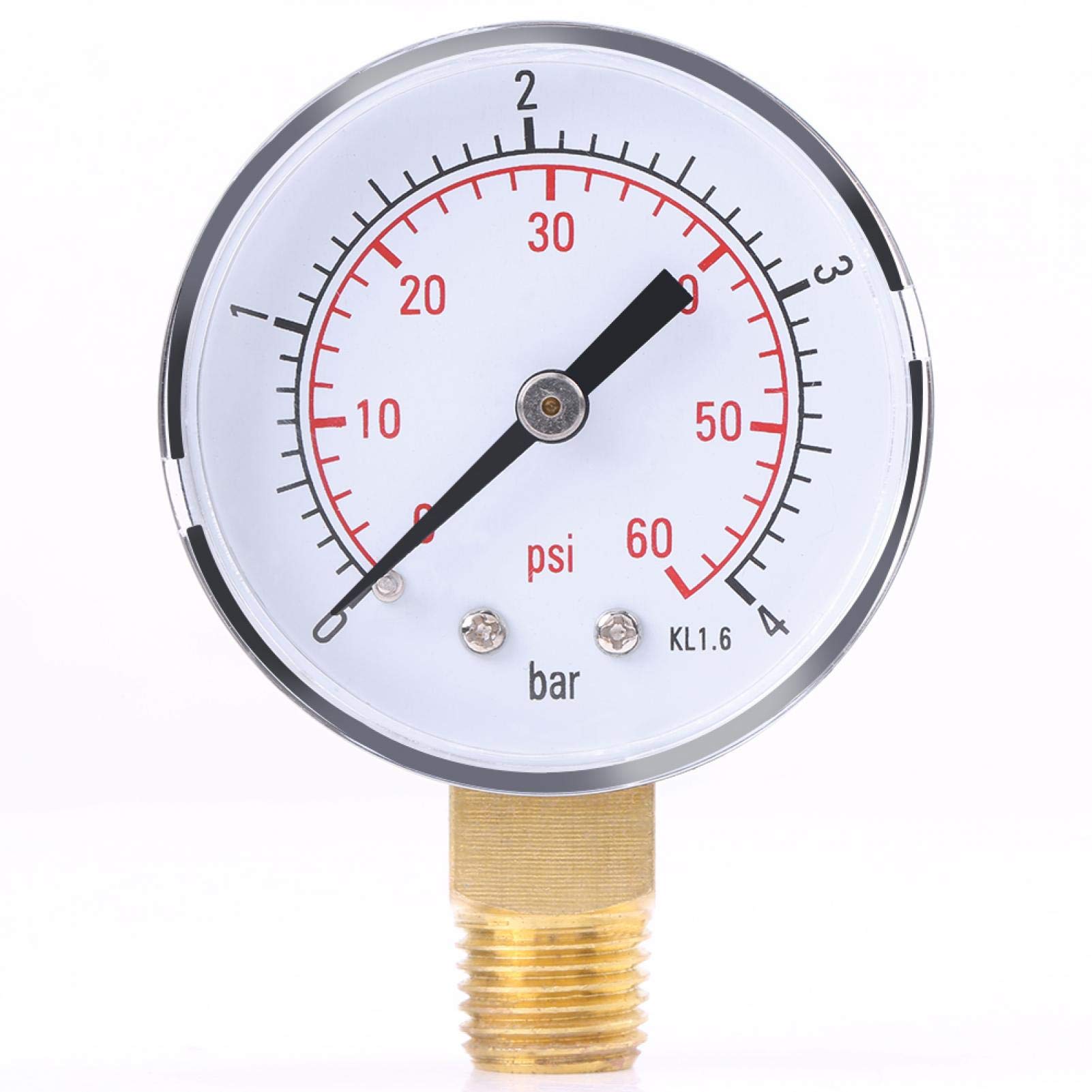 Wasserdruckmesser, Pumpenmanometer Glycerin gefüllter Poolfilter Manometer Manometer Kraftstoffdruckmesser für Kraftstoff Luft Öl für Wasser 0-4bar von Qcwwy