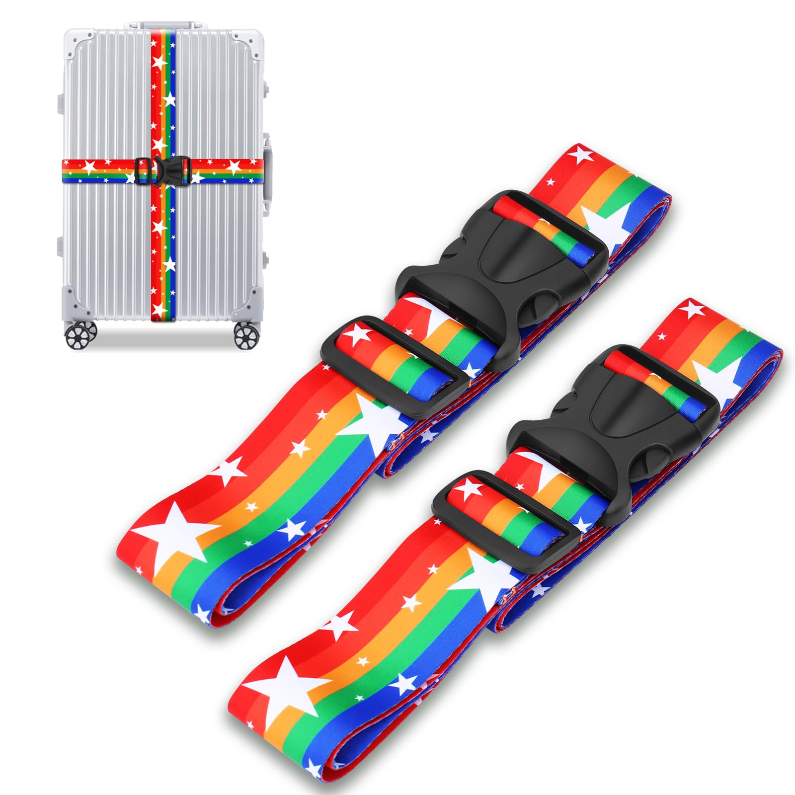 Koffergurte 2 stück,Koffergurt, Koffergurt Kreuzgurt, Kofferband Personalisiert, Personalisierte Gepäckgurte, Langlebiges, Hochdichtes Gurtband. (Farbstreifen) von Qeeriner