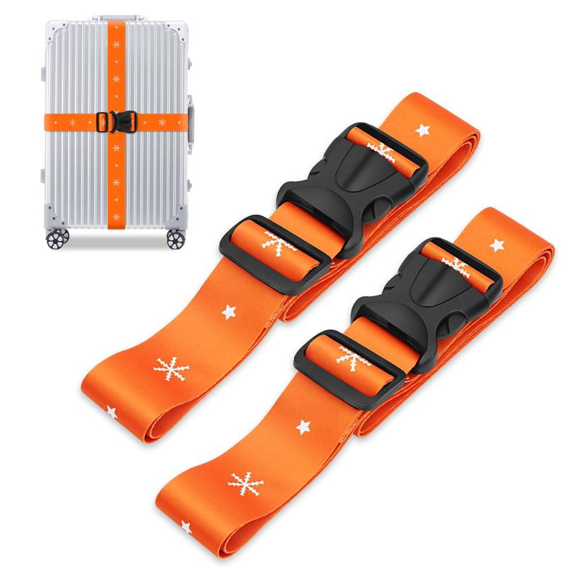 Koffergurte 2 stück,Koffergurt, Koffergurt Kreuzgurt, Kofferband Personalisiert, Personalisierte Gepäckgurte, Langlebiges, Hochdichtes Gurtband. (Orange) von Qeeriner