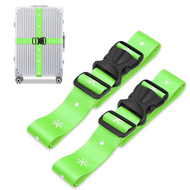 Koffergurte 2 stück,Koffergurt, Koffergurt Kreuzgurt, Kofferband Personalisiert, Personalisierte Gepäckgurte, Langlebiges, Hochdichtes Gurtband. (Grün) von Qeeriner