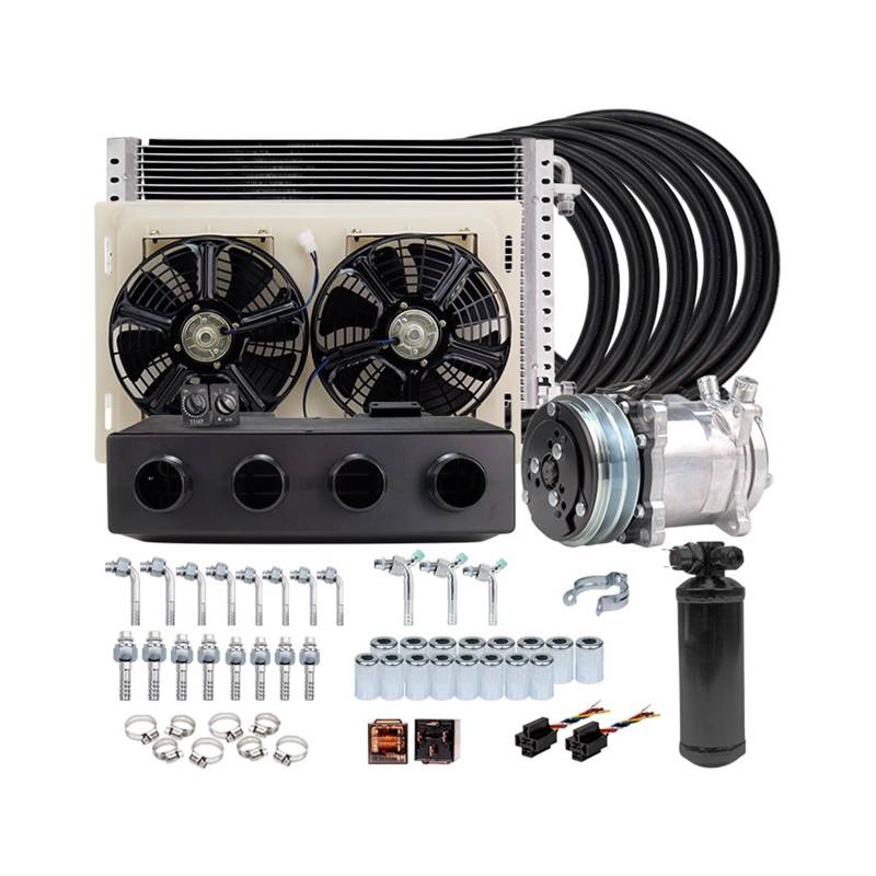 12 V/24 V AC-Kompressor-Kit for Auto/LKW/Transporter/Traktor inkl Verdampfer und Kühler Universelle Klimaanlagenteile for Muscle-Cars und Wohnmobile(C-12V Cool and Heat) von Qgxzcgfxc