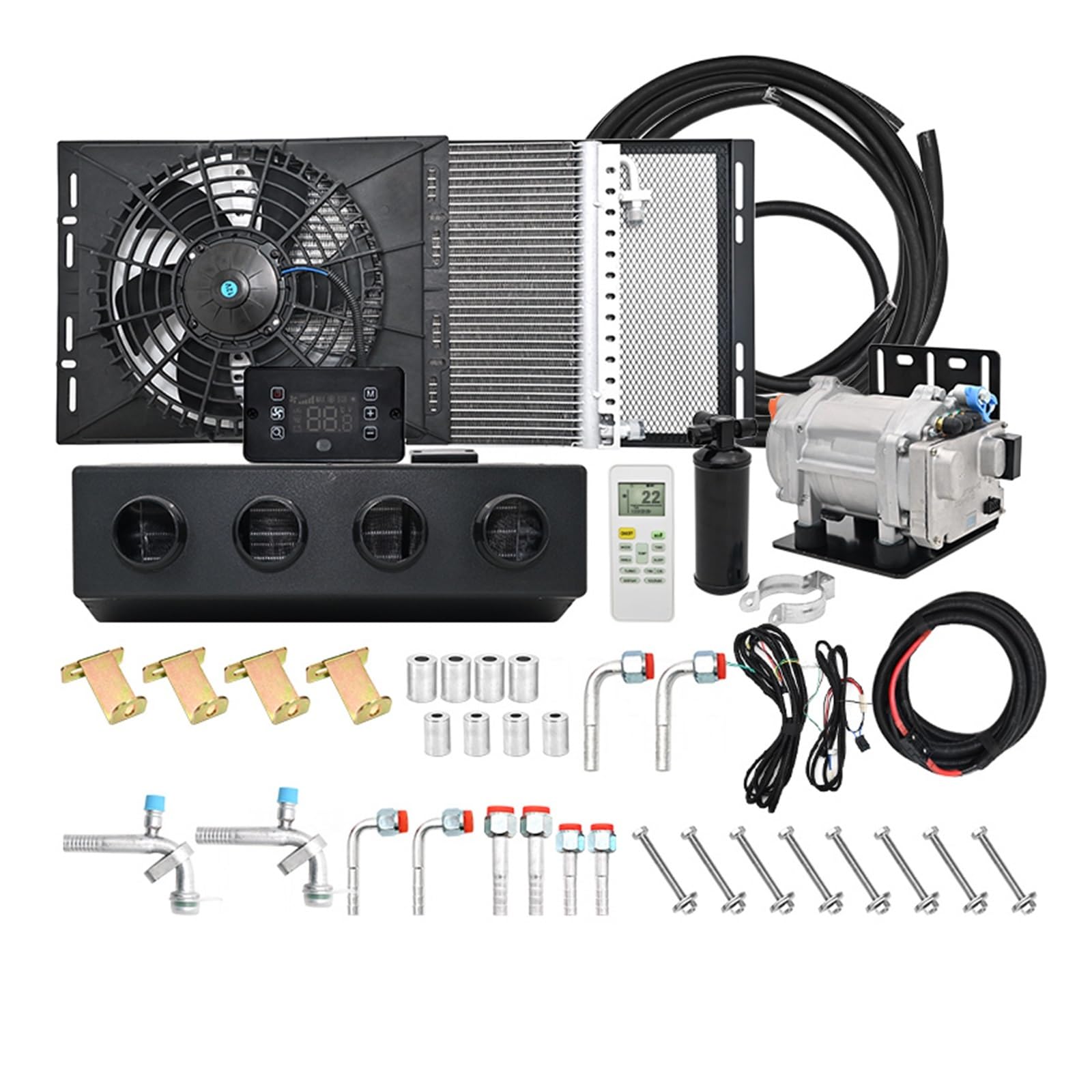 12 V/24 V Unter-Armaturenbrett-Klimaanlage, Kombi-System 404-4L for Sattelschlepper und Wohnmobile, 5000 BTU Kühlung + 4 kW Heizung, EV-kompatibel(Heat and cool 12V) von Qgxzcgfxc