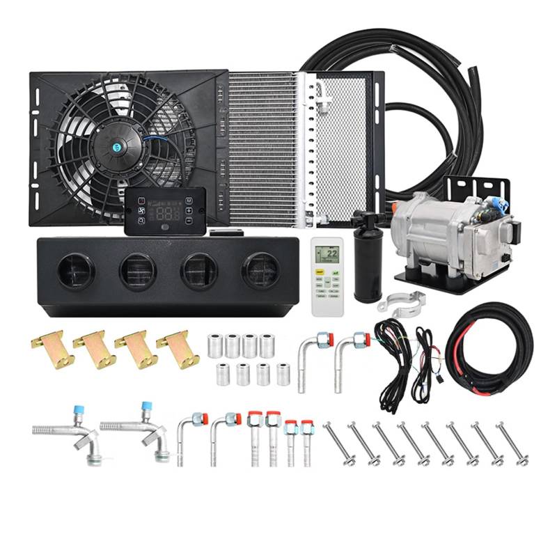 12 V/24 V Unter-Armaturenbrett-Klimaanlage, Kombi-System 404-4L for Sattelschlepper und Wohnmobile, 5000 BTU Kühlung + 4 kW Heizung, EV-kompatibel(Heat and cool 24V) von Qgxzcgfxc