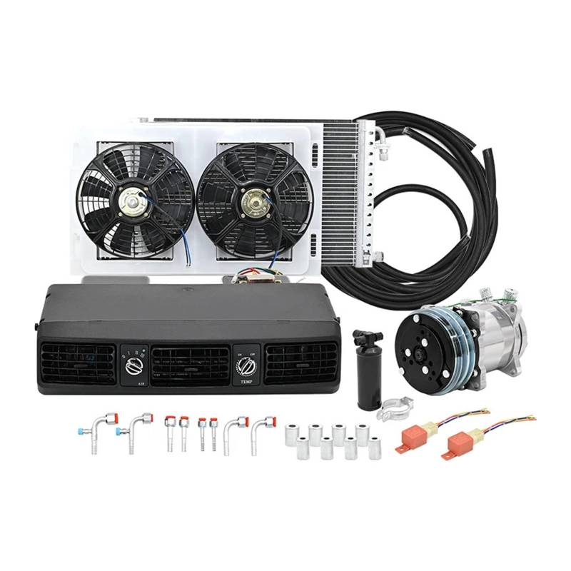 Elektrische Klimaanlage for den Unterbau, 12 V/24 V, universell passend for LKW/Wohnmobile/Transporter, Heizung und Kühlung, kompatibel mit R134a/R1234yf(12V cool and heat) von Qgxzcgfxc